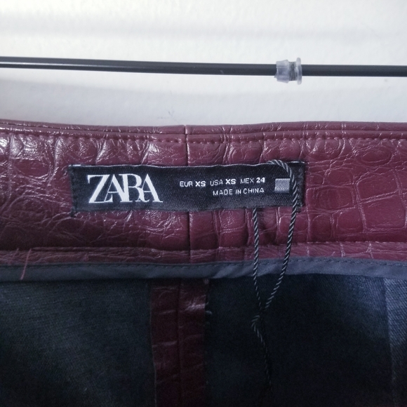 Zara Leather Snakeskin Wide Leg Pants Size XS EUC - Picture 5 of 5